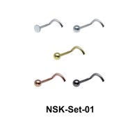 5 Silver Nose Stud Sets NSK-SET-01